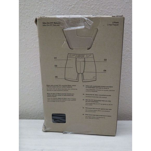 Nike KE1076 661 Mens Sz XL (36-38) 2-Pack Pink/Gray Dri-FIT ReLuxe Boxer Briefs - Picture 2 of 5